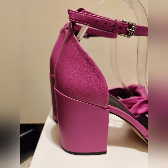 Rebecca Minkoff "Capriana" Fuchsia Leather Chunk Heel Sandals Sz.8.5 Ret.$175 - Picture 7 of 10